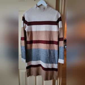 Striped Sweater in Brown, Gray, and Red